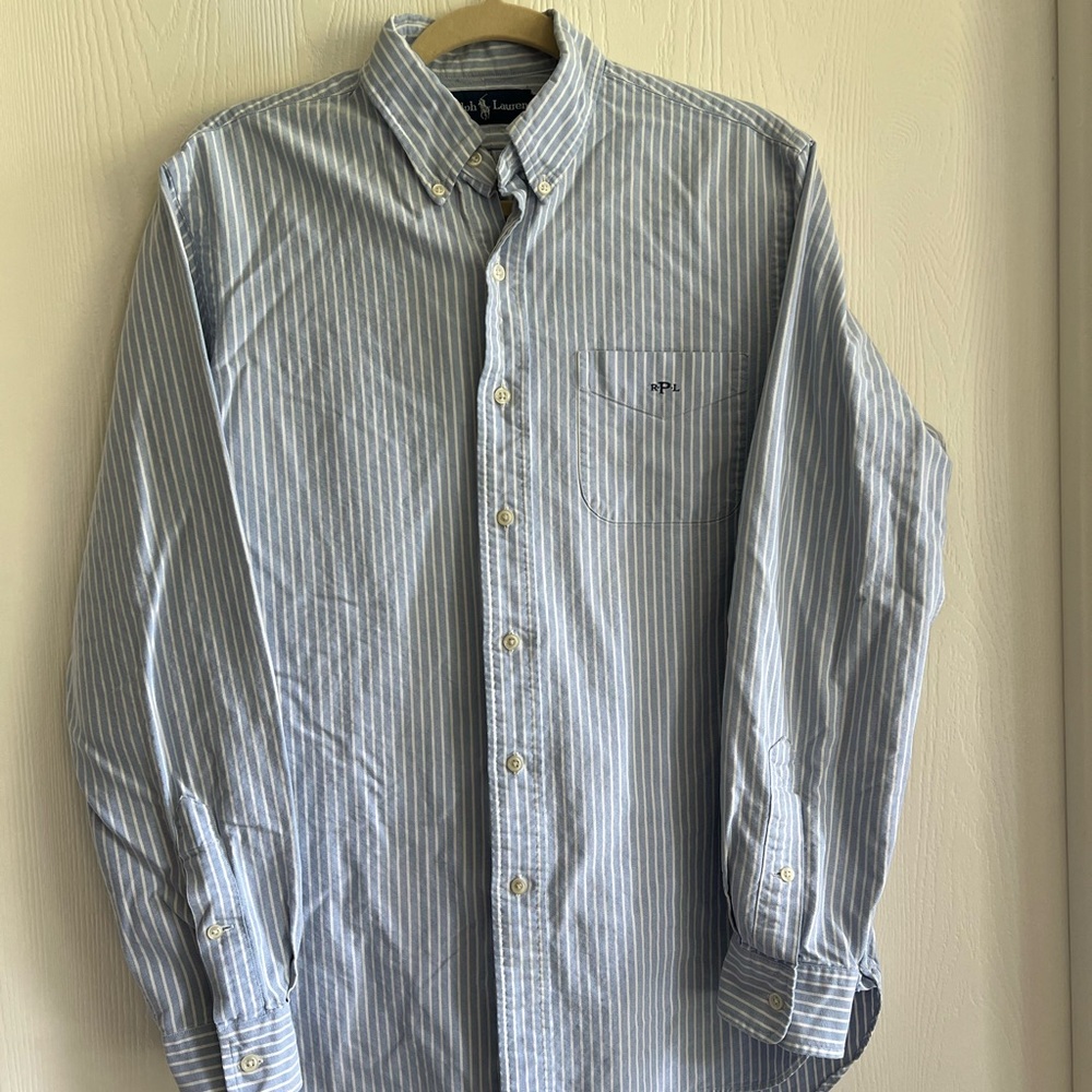 Ralph Lauren Light Blue Striped Button Down Shirt